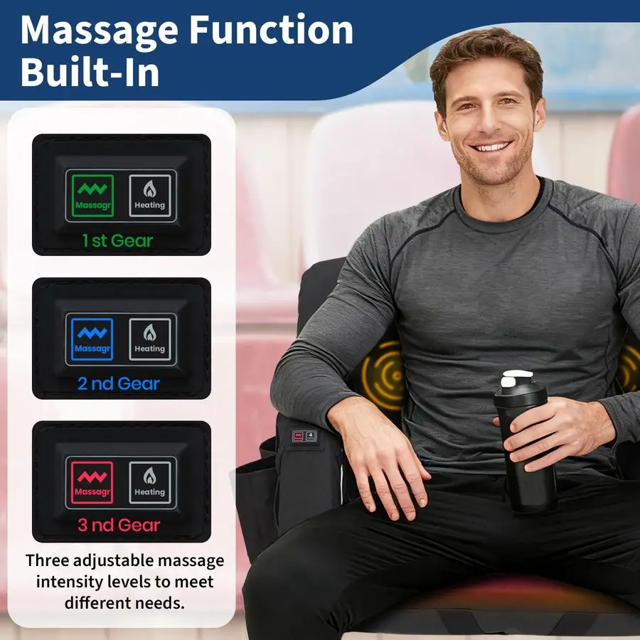 أمبير مقاعد الاستاد الساخنة مع دعم الظهر ووسادة مبطنة 3 مستويات التدفئة أمبير تدليك كرسي مبيض واسع للغاية مع المضادة للانزلاق #3