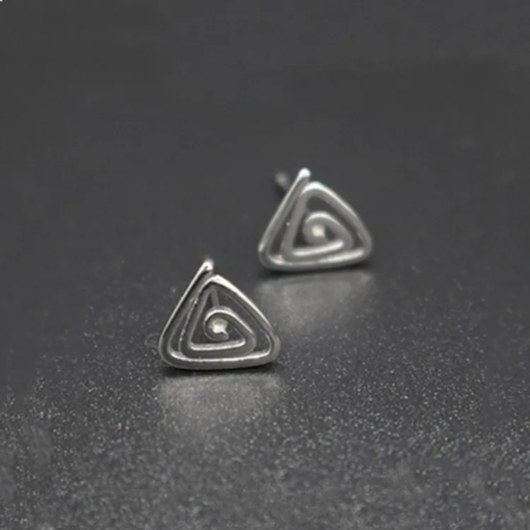 

Fashion Minimalism Silver Color Triangle Stud Earrings for Men Women Ear Jewelry