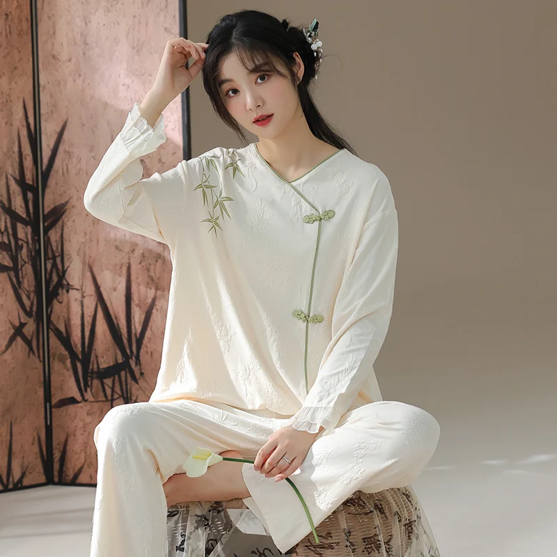 

Autumn Winter Women Pajamas Set Cotton Women's Pyjamas Long Sleeve Casual Soft Female Homewear Sleepwear