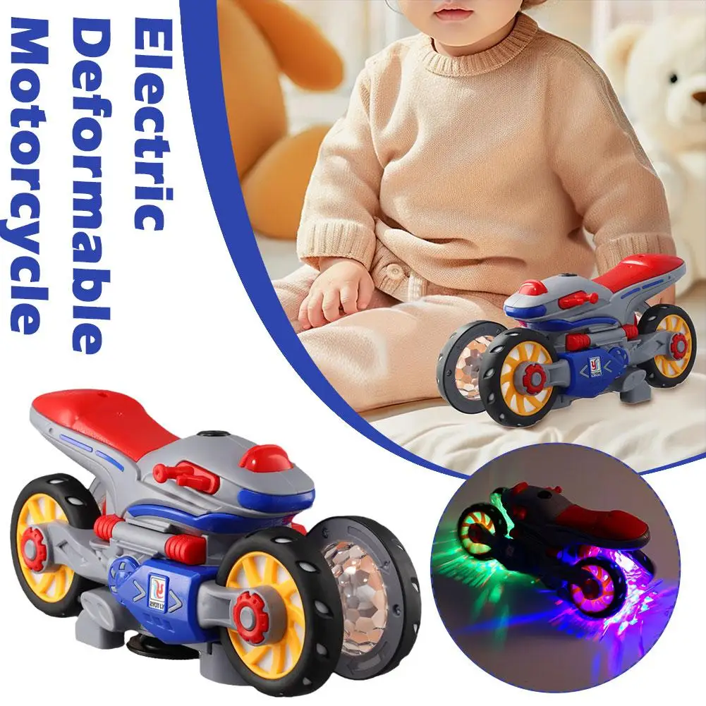 

Child Motorcycle Electric Deformation Motorcycle Stunt Music Car Boys Driving Rotating Lights Children'S Model Toy