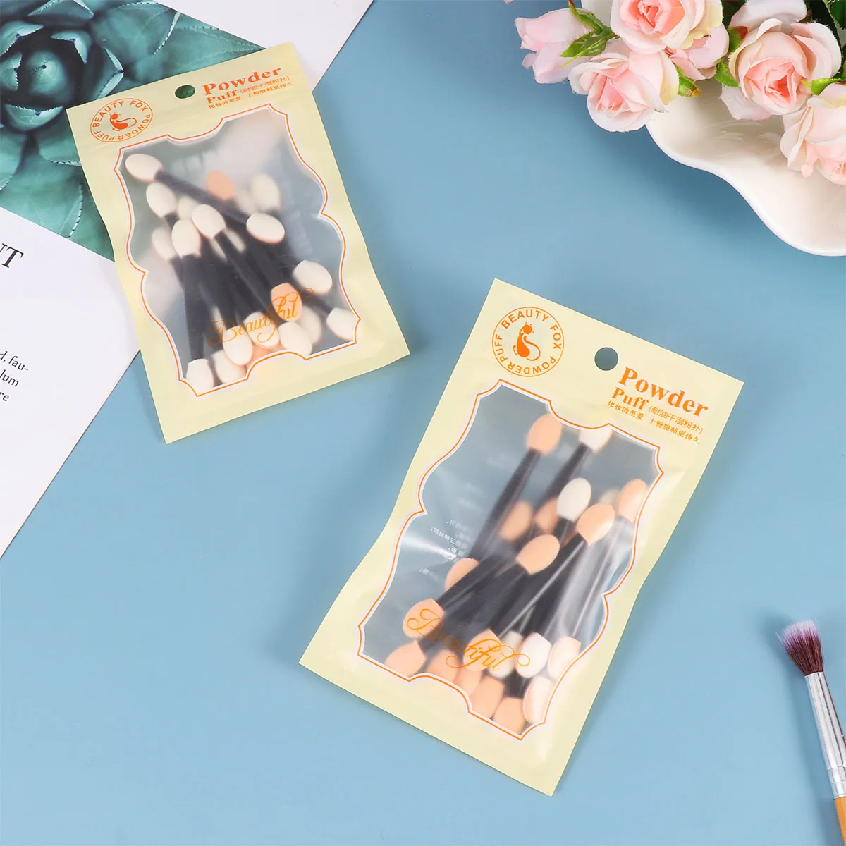 24 قطعة من أعواد إسفنجة مكياج مزدوجة الأطراف قابلة لإعادة الاستخدام جودة أدوات تطبيق ظلال العيون تصميم طرف رفيع لاستخدام مكياج الحاجب والشفاه اللامعة