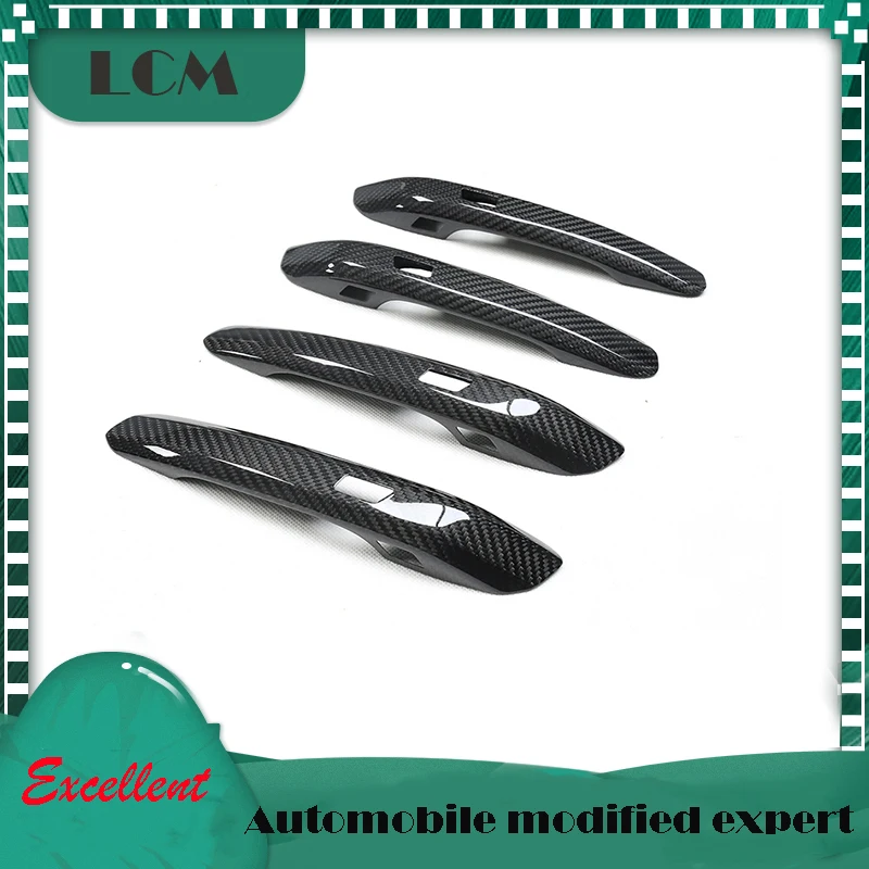 For Audi A4 B9 S4 RS4 A5 S5 RS5 Q5L 4D 2017-2019 Add On Style Real Carbon Fiber Door Handle Cover W/NO Sensor Hole