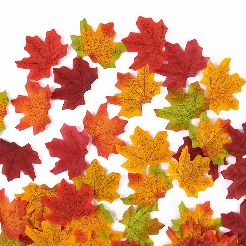 

100pcs Artificial Maple Leaves Autumn Fake Leaves Garland Vine Thanksgiving Halloween Party Decoration DIY Handmade Leaf Fall