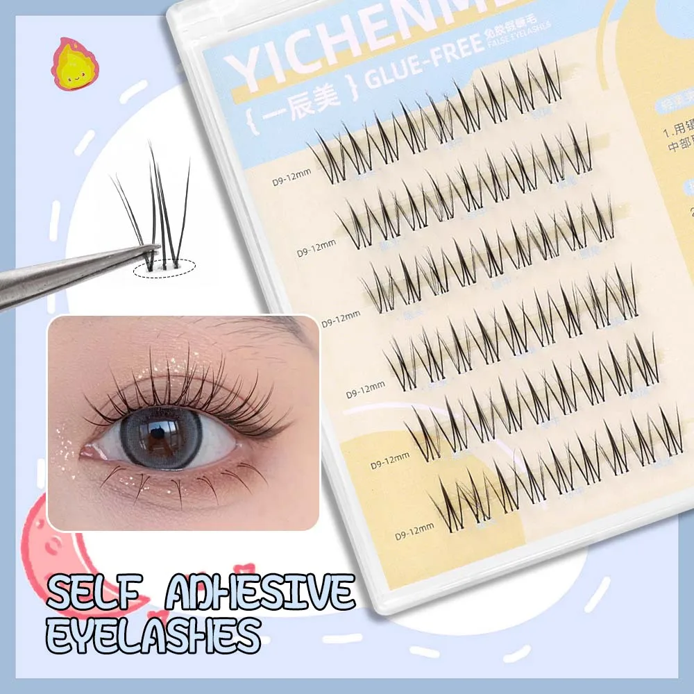 6 Rows False Eyelashes Clusters Manga Individual Lashes Extension Natural Wispy Self-adhesive Cluster Segmented Eyelashes Makeup