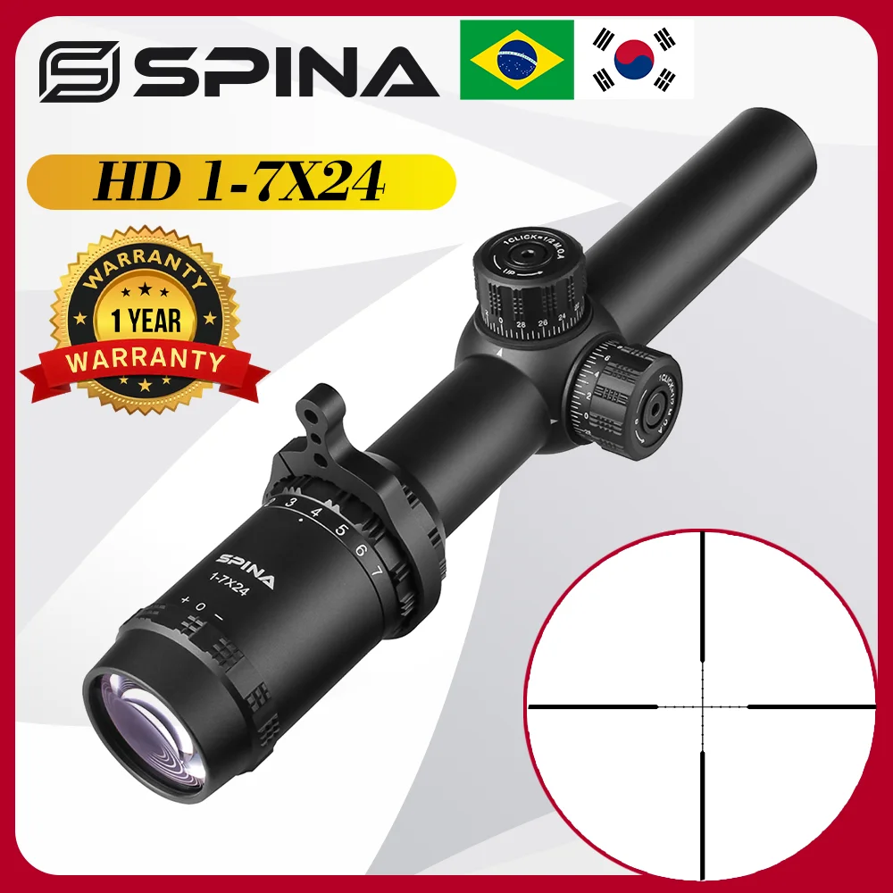 

SPINA Optics HD 1-7X24 Hunting Rifle Scope Quick Shot Dot Luneta Riflescope Tactical Optical Sights Fits AR15.308.556etc