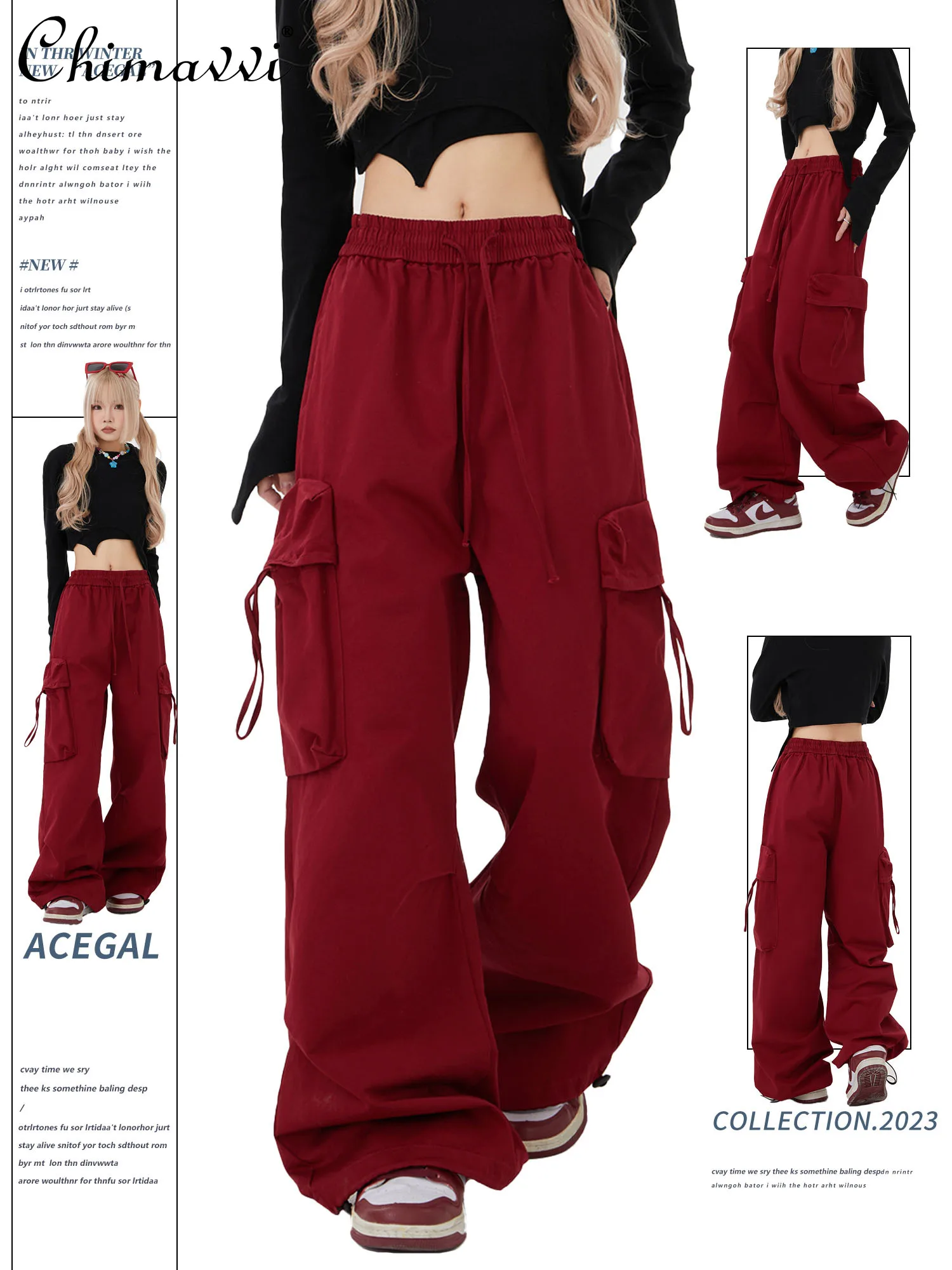 

American Style Hip Hop Overalls Men's and Women's Hiphop Loose Tappered Cotton High Waist Slimming Hot Girl Casual Trousers