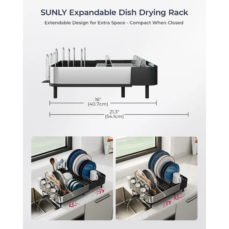 

Expandable Dish Drying Rack, Versatile Brackets for Pots & Pans,Space Saving Kitchen Drying Rack, Dish Racks for Kitchen Counter