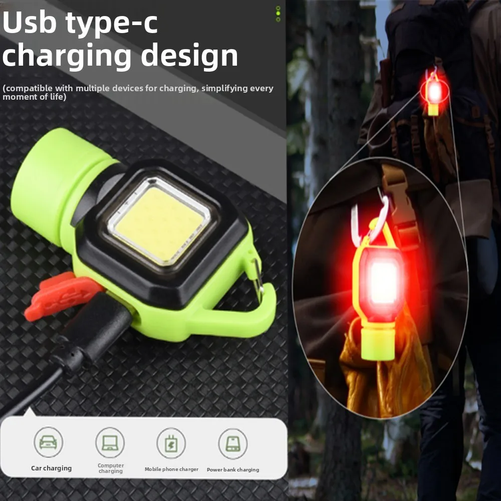 

COB Portable Keychain Light USB Rechargeable Magnetic Waterproof LED Work Light Flashlight for Outdoor Camping Hiking Emergency