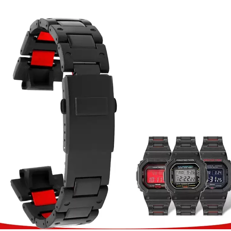

For Casio strap G-SHOCK GA-2100 DW5600 DW-6900 GW-M5610/B5600 Black plastic steel watch band men's Sports replacement bracelet