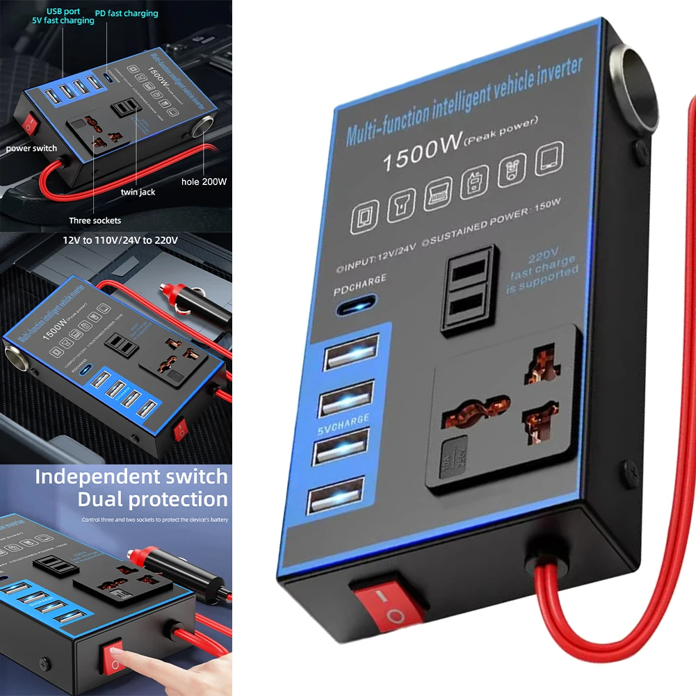 DC To AC Converter USB Charging Socket 380W Power Supply Compact Size Fast Charging Capability Lightweight Design