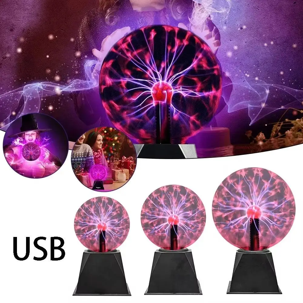Touch Magic Plasma Ball Lamp Sound Control Sensitive LED Night Light 5/6/8in Atmosphere Sound-Controlled Plasma Christmas Gift