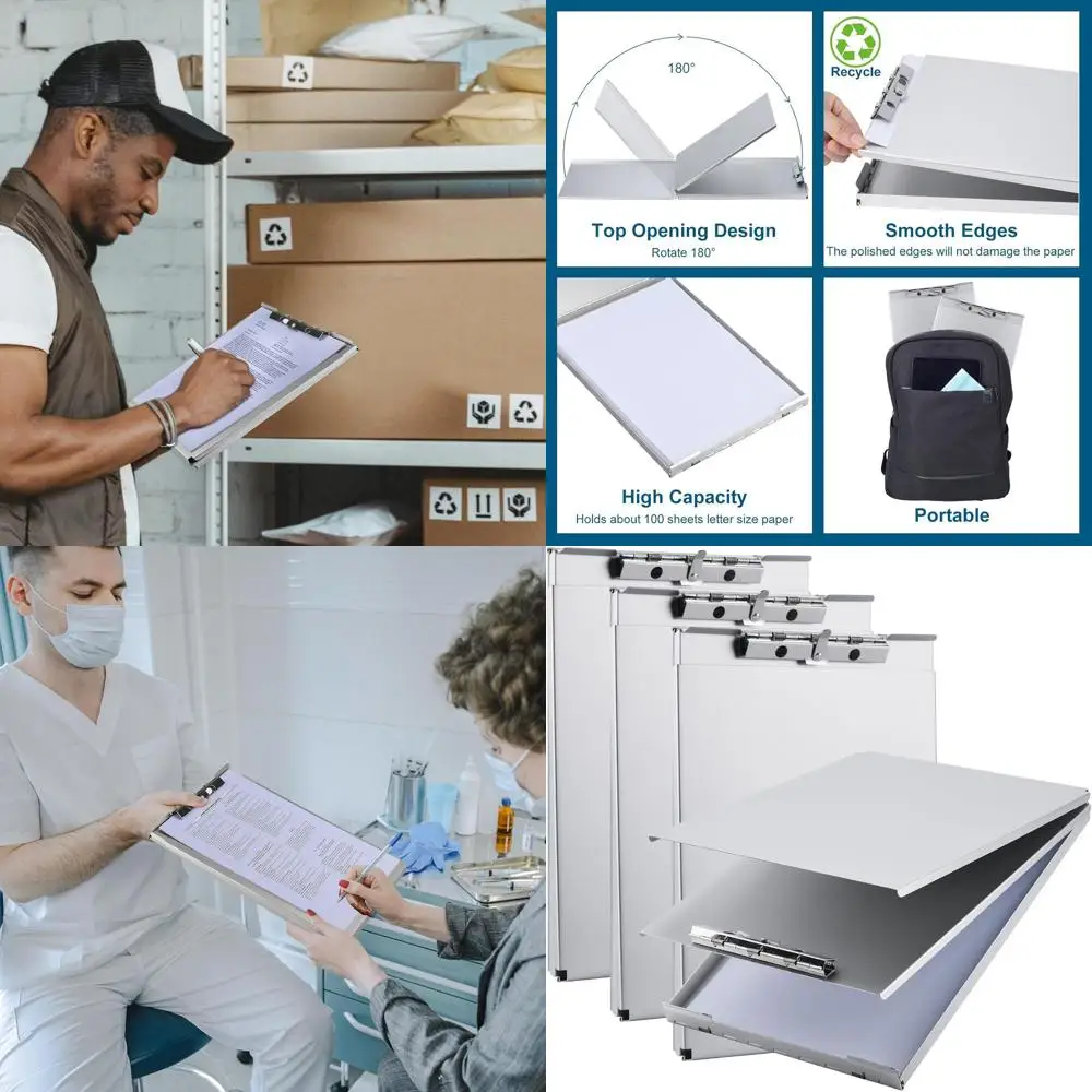 

Набор из 4 планшетов из переработанного алюминия, ящик для хранения в комплекте, идеально подходит для школы, офиса, рабочей площадки, медицинского использования, серебристого тона