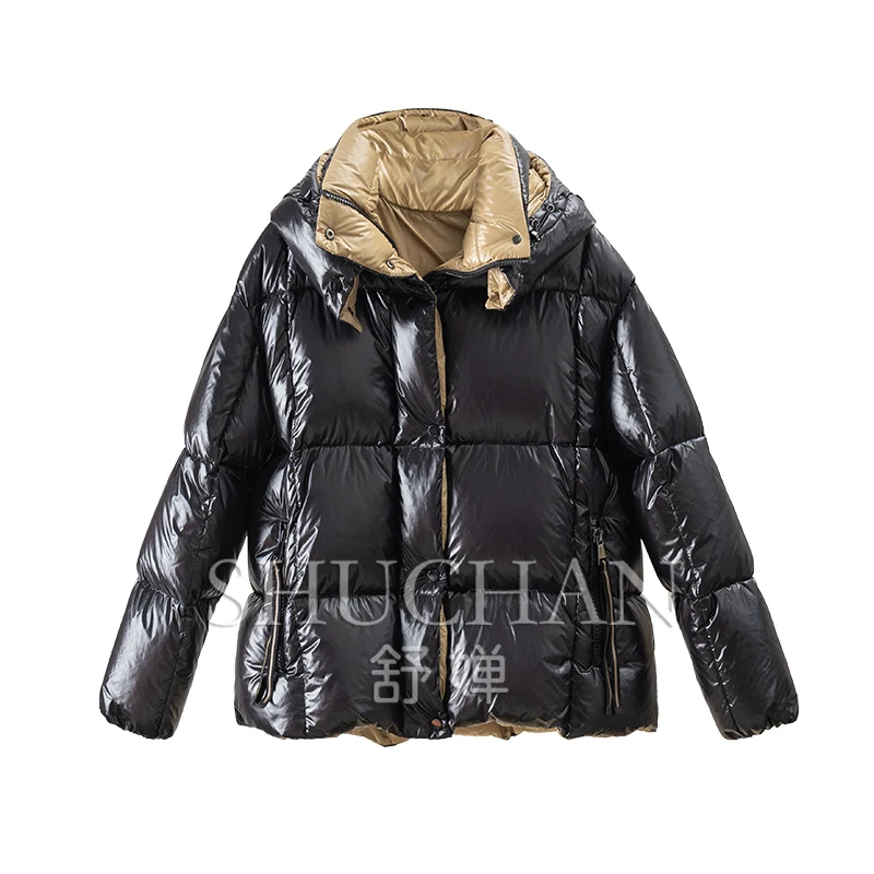 

Three-proof Hooded 90% White Goose Down Jacket 2024 Autumn and Winter Women Puffer Jacket Casaco Feminino Inverno