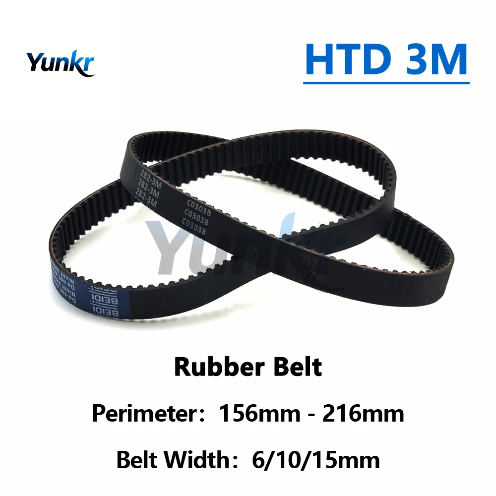 HTD 3M Timing Belt Length 156 159 162 165 168 171 174 177 180 183 186 189 192 195 198 201 204 207 210 213 216mm Synchronous Belt
