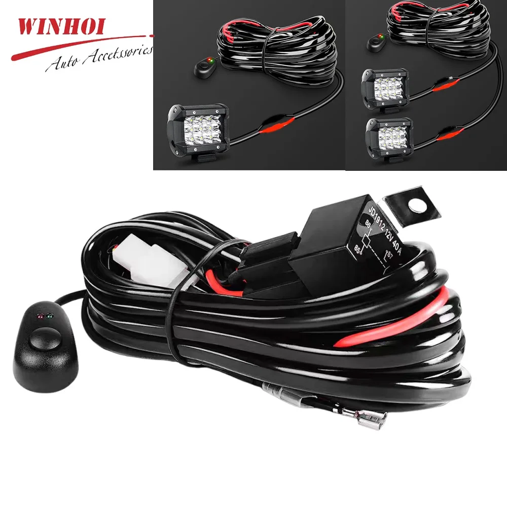 LED Light Bar Wiring Harness Relay with Fuse 3M 12V on Off Switch Automotive Fog Light Wire for Off Road Truck SUV Tractor 4x4