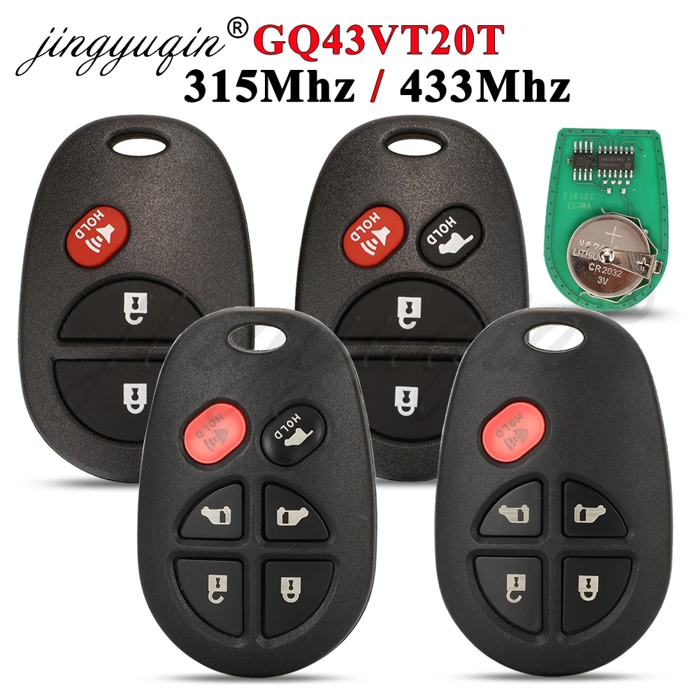 jingyuqin 315/433MHz GQ43VT20T Remote Car Key Fob for Toyota Sienna Tundra Sequoia Tacoma Camry Highlander Aurion 2004-2018