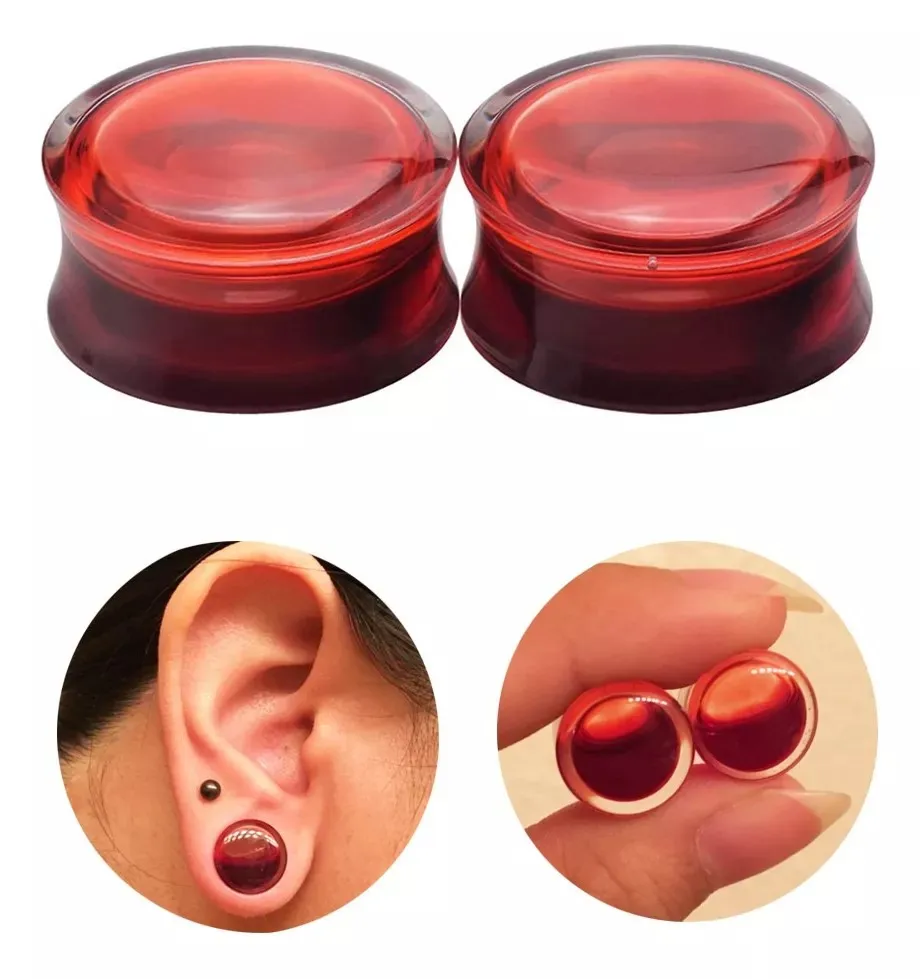 A Pair of Retro Punk Blood Red Vampire Acrylic Screw-In Ear Expansion Tunnel Plug Expander