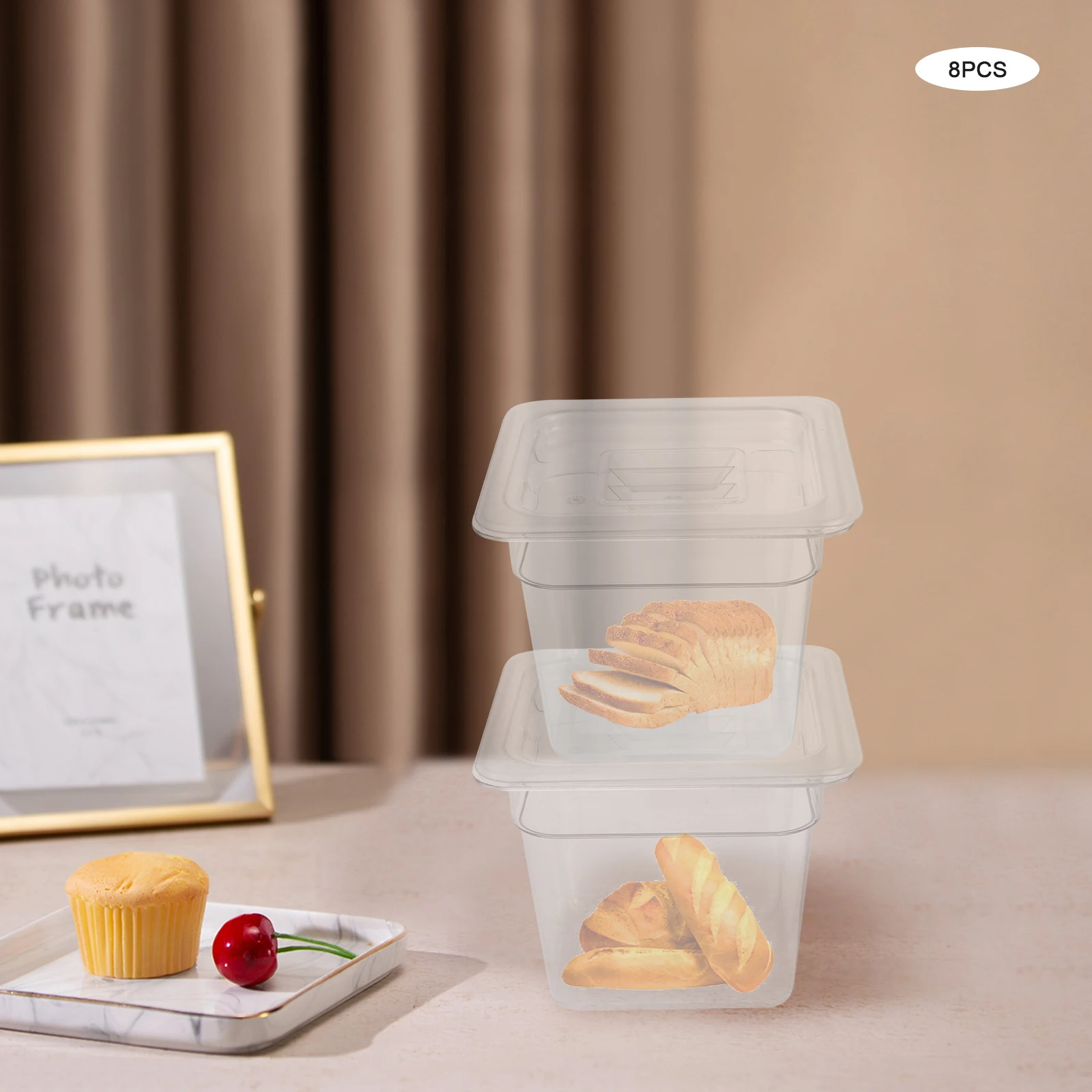 8個入り 17.3*15.9*15cm 食品容器 透明プラスチック製 蒸し器用プレート 食品プレート 食品保存容器 保護蓋付き