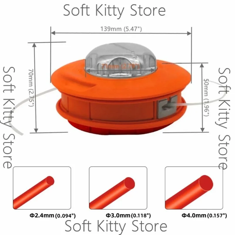 Automatic Grass Trimmer Head for  Garden Machinery Brush Cutter, Universal Fit String Trimmer Replacement Bump Head