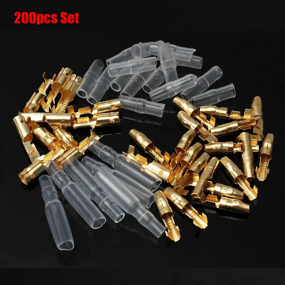 200PCS 50 Set 3.9mm Male Female Motorcycle Bullet Connector Socket Classic TerminalS For Cable Wire Of 1.0 Mm To 2.5 Mm