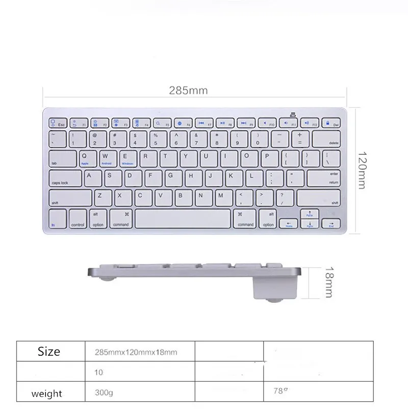 Teclado sem fio Bluetooth, Macbook, iPad Pro, Móvel, Android, Windows, Telefone, Tablet, Laptop, Russo, Espanhol, Coreano, Francês, Árabe