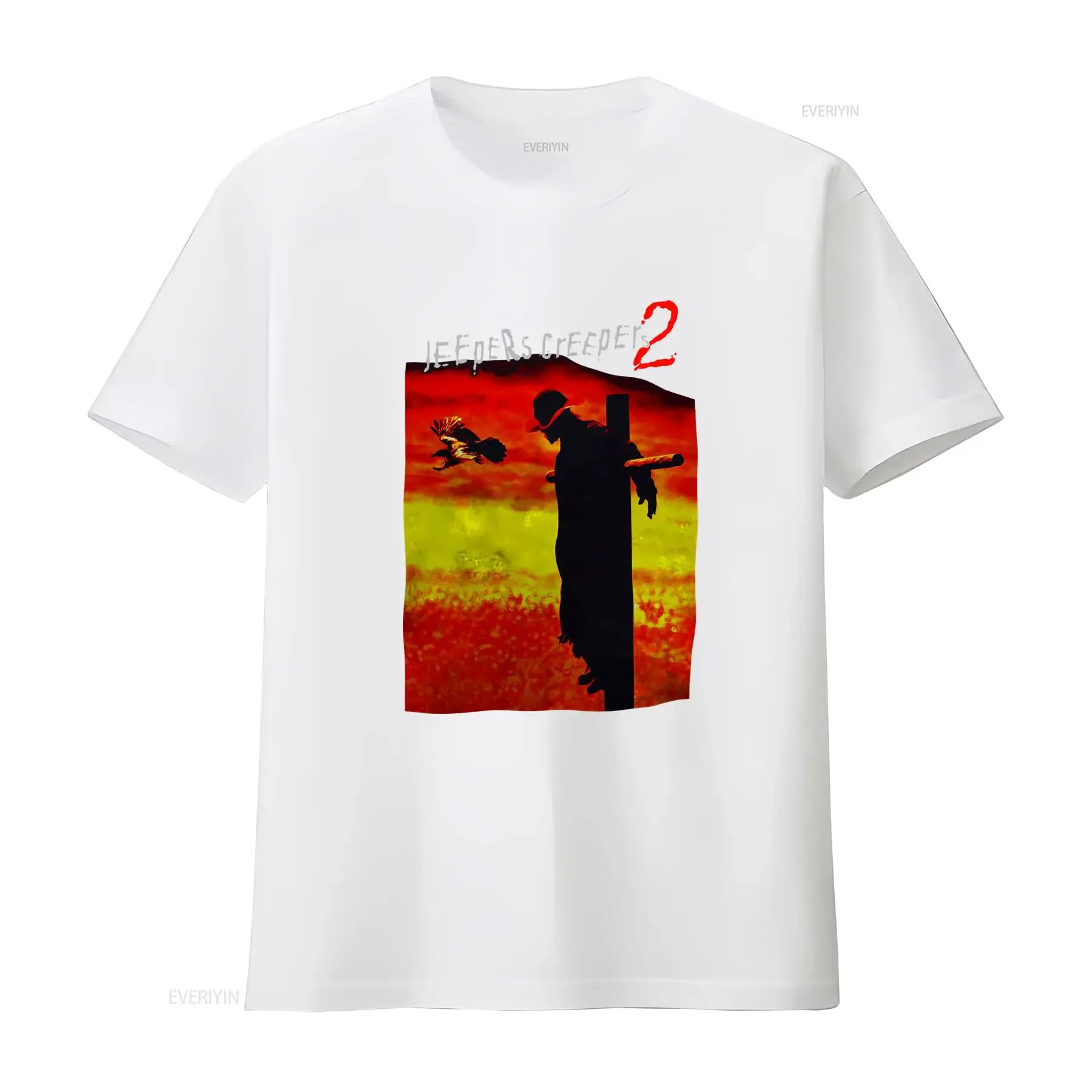 Vintage Classic Horror Movie Jeepers Creepers 2 Crow Silhouette Print Casual T Shirt vintage Washed fashion Stylish Stretched - view 4