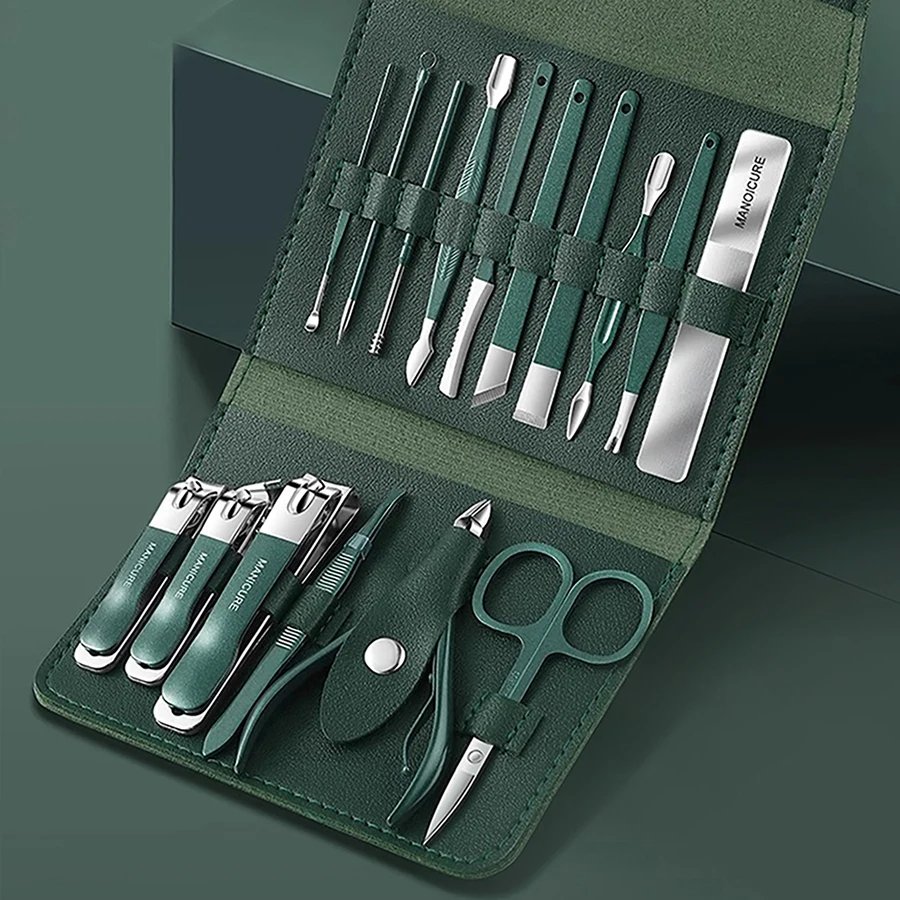 16 Stuks/Manicure Set Met Roestvrijstalen Nagelknipper, Precisie Cuticula Gereedschap, Persoonlijke Verzorging Tools Voor Mannen En Vrouwen