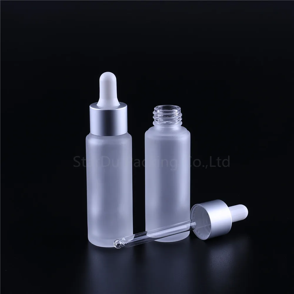 30ML Essential Oil Bottles Transparent Frosted Glass Bottles With Glass Dropper Travel Dropper Liquid Pipette Refillable Bottles