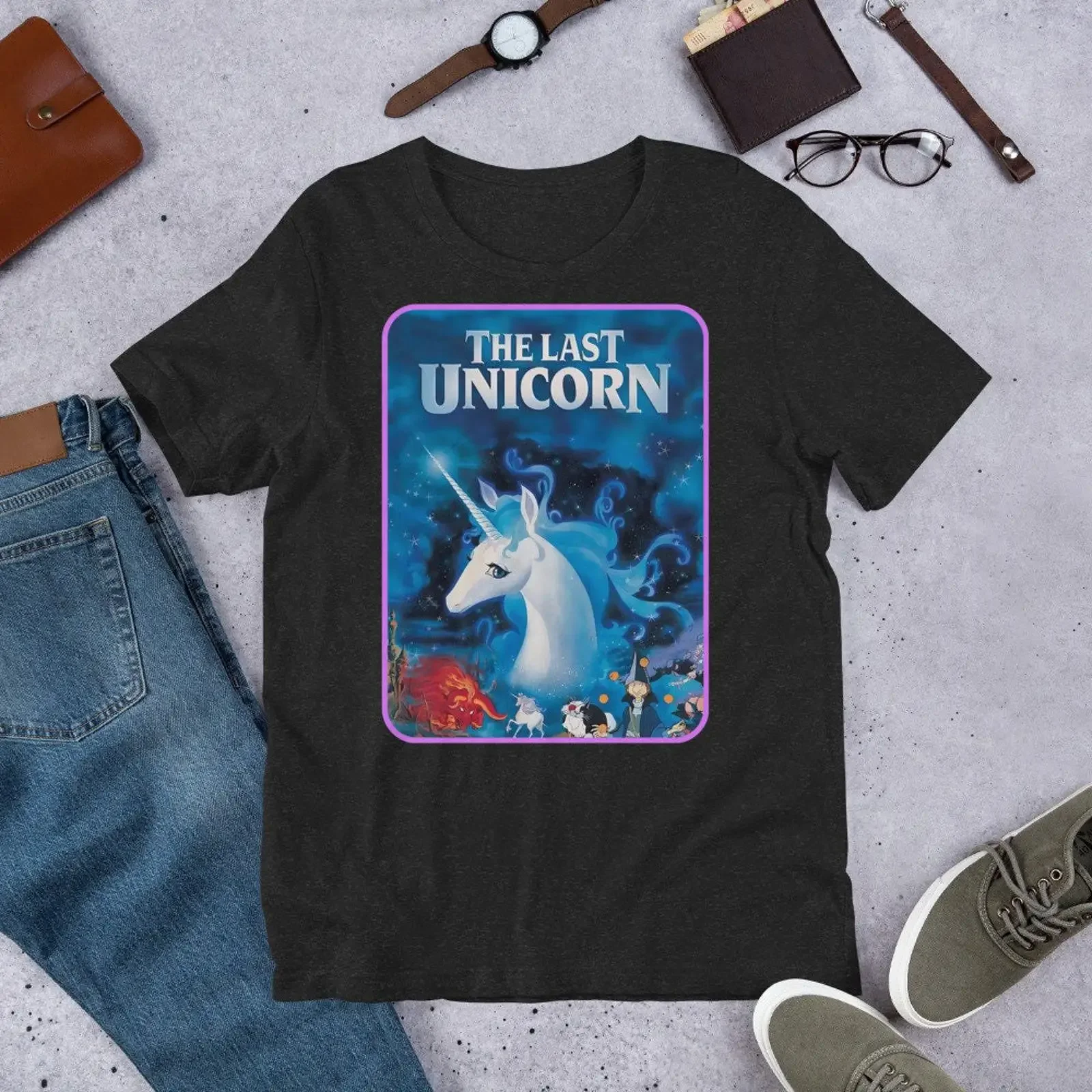 T Shirt The Last Unicorn 1982 animated fantasy film about a of her species by Topcraft V1 vintage Washed Casual Breathable