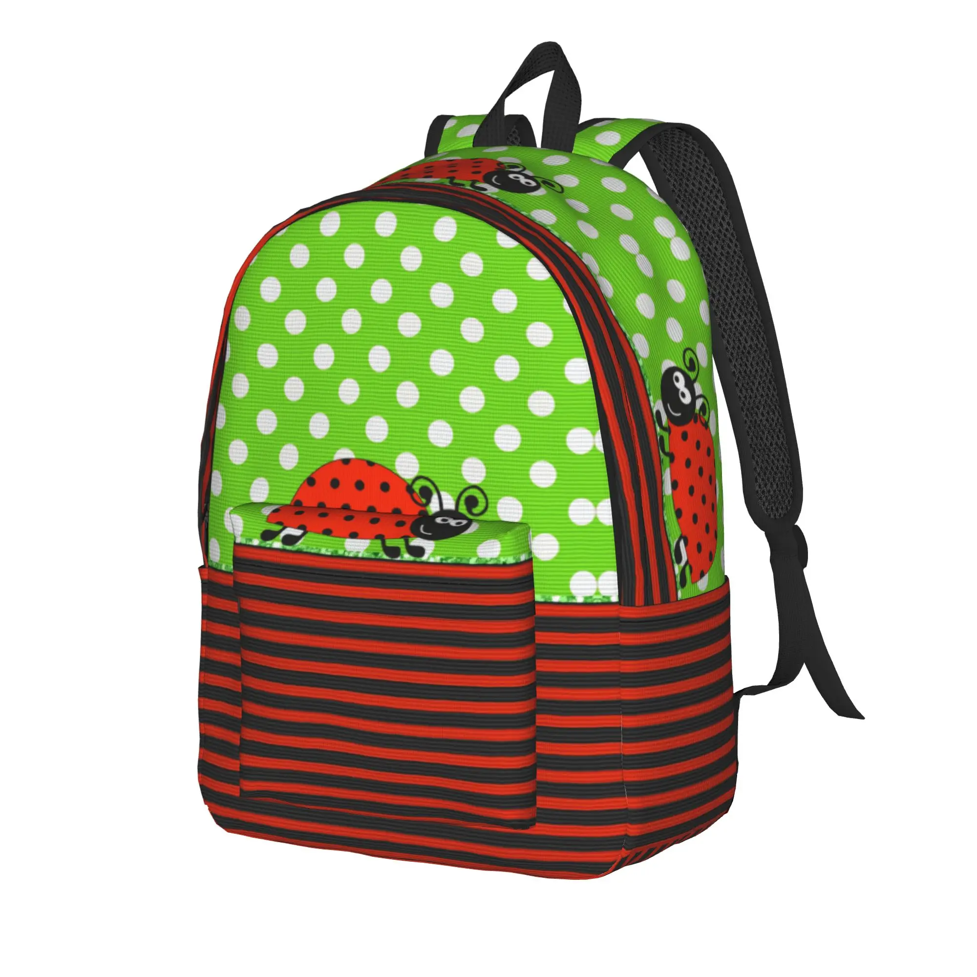 Ladybugs And Flowers Backpack  Workout Backpacks Teen Style School Bags Custom Big Rucksack