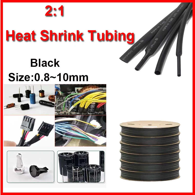 Dia 1 2 3 4 5 6 7 8 9 10 12 14 16 20 25 30 40 50 mm Heat Shrink Tube 2:1 Polyolefin Thermal Cable Sleeve Insulated