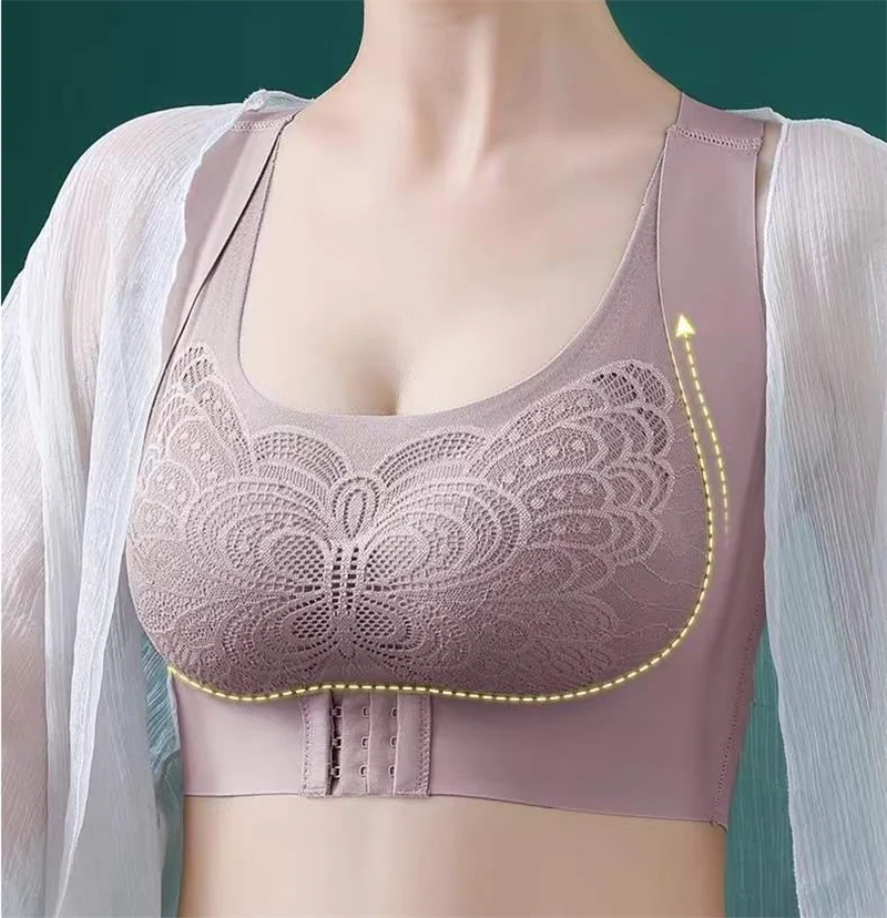 Women's bra Sports bra for women Pull together no underwire buckle Straightener seamless lace beauty back wrap sports bra