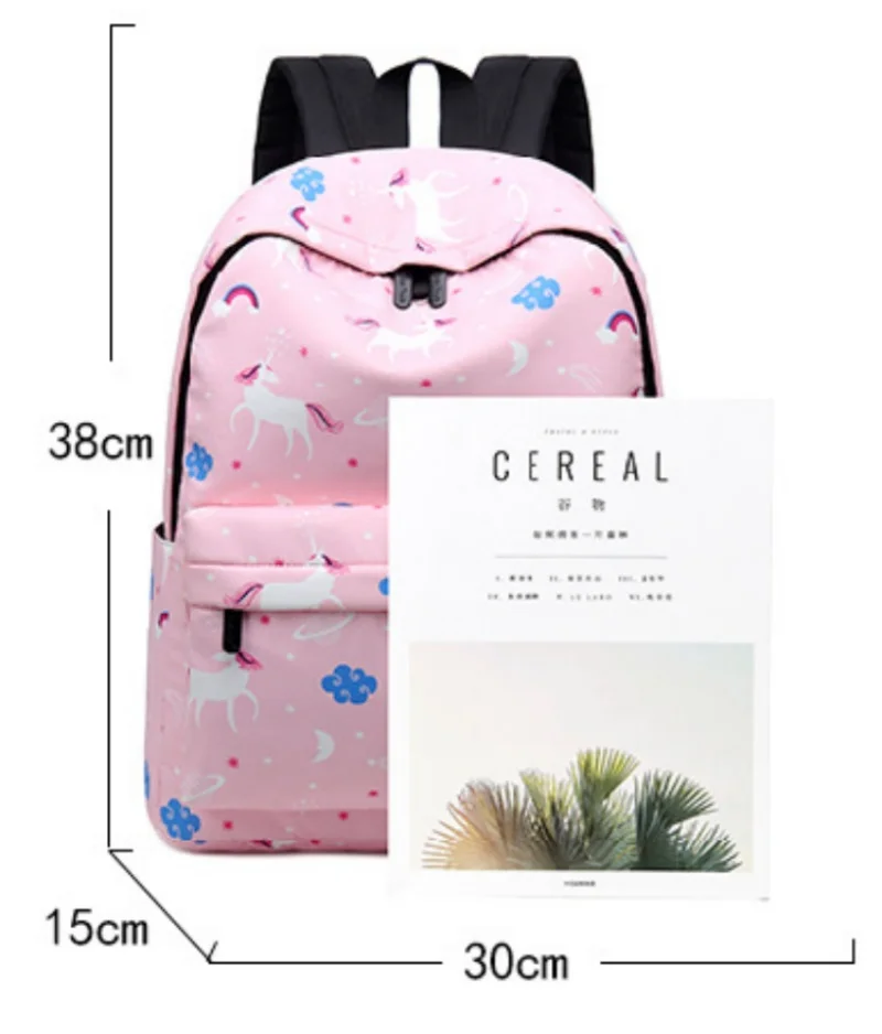 Bolsa de ombro dupla personalizada para meninas, grande capacidade, mochila infantil dos desenhos animados, mochila feminina, bonito, nome, unicórnio, novo