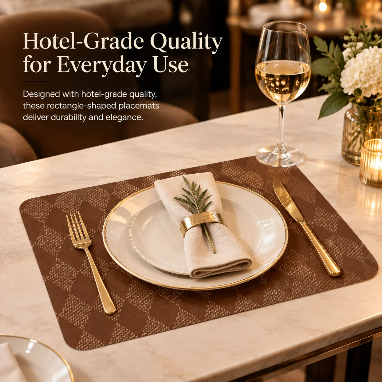 Premium Business-Style PU Table Mat Heat-Resistant To 100°C Non-Slip Hotel-Grade 40x30cm Choose Sets for Dining Table Mat