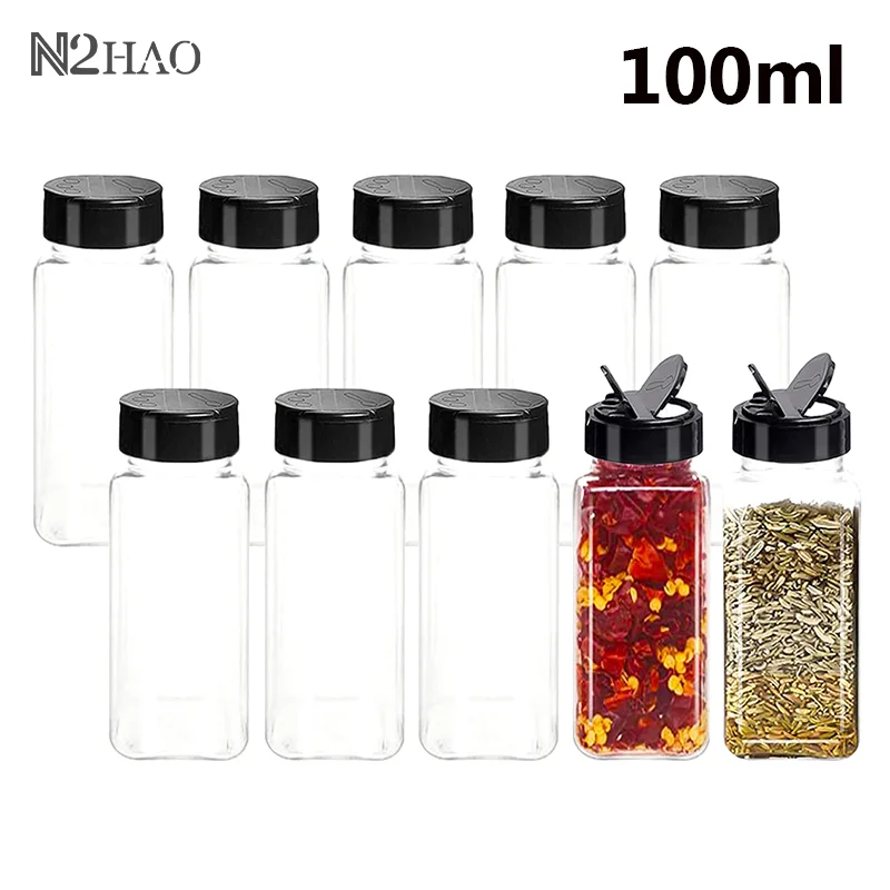 1/4/8/10Pcs Jars For Spices Salt And Pepper Shaker Seasoning Jar Spice Organizer Plastic Barbecue Condiment Kitchen Gadget Tool