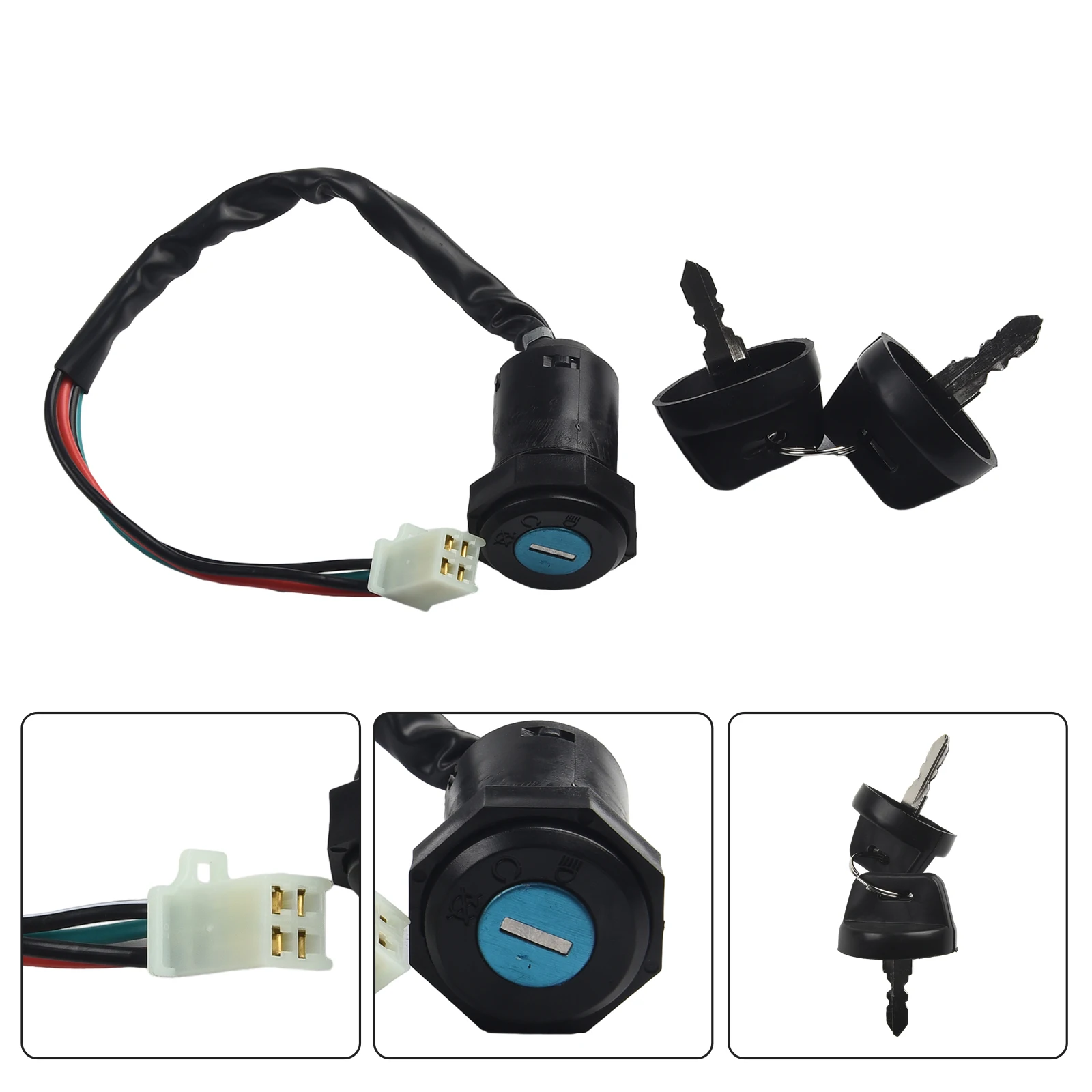 4-Pin ATV Ignition Key Switch Universal 2-Wires Ignition Keys Start Switch Lock Key For 50/70/90/110/125/250cc ATV Dirt Bike NEW