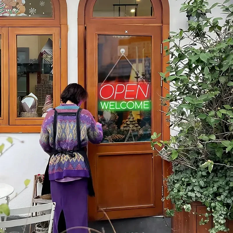 Open Welcome Neon Sign for Business, Sinal LED para Janela Frontal, Porta de Vidro, Loja, Loja, Salão, Restaurante, Bar, Loja de negócios