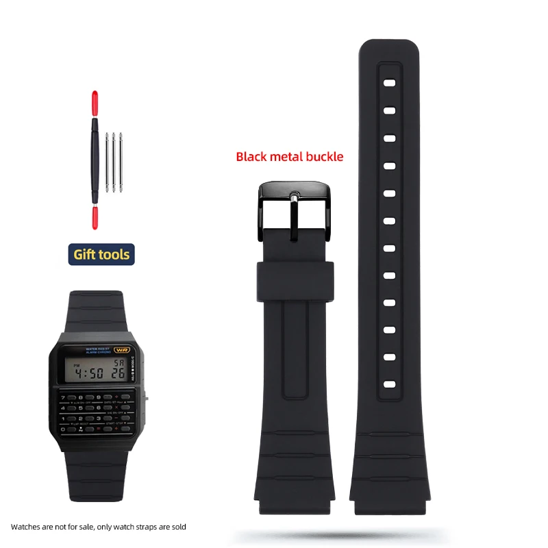 카시오 W-720 W-722 W-741 WL-100 CA53 CA-61 스포츠 팔찌 남성 여성 방수 수지 시계 밴드 20 용 CA-53 실리콘 시계 스트랩