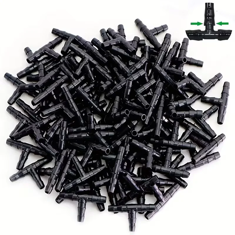 Watering Nozzle, Garden Hose Nozzle, Irrigation Cross Connector, Plastic Drip Irrigation Hook, Hydroponic Three-Way Connector