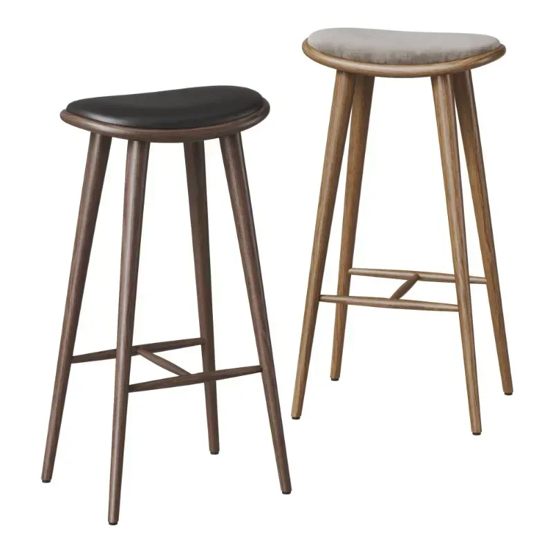 Elegant Nordic Solid Wood Bar Stool: Simple yet Stylish High Stool Made from Imported Rubber Wood Perfect for Home Restaurants