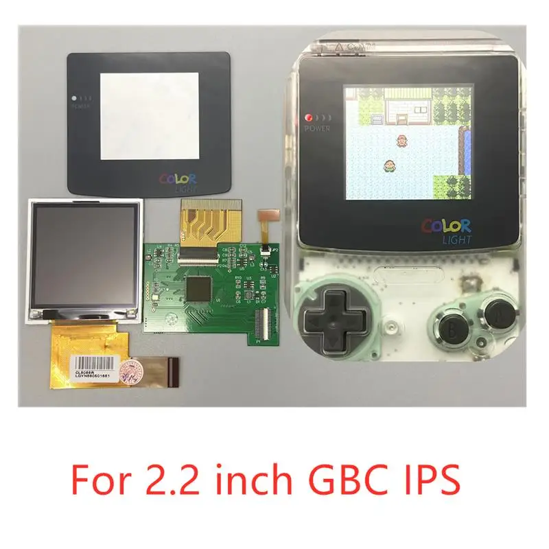 New IPS 2.2 Inches GBC LCD High Brightness LCD Screen for Gameboy COLOR GBC, Plug and Play Without Welding and Shell Cutting.