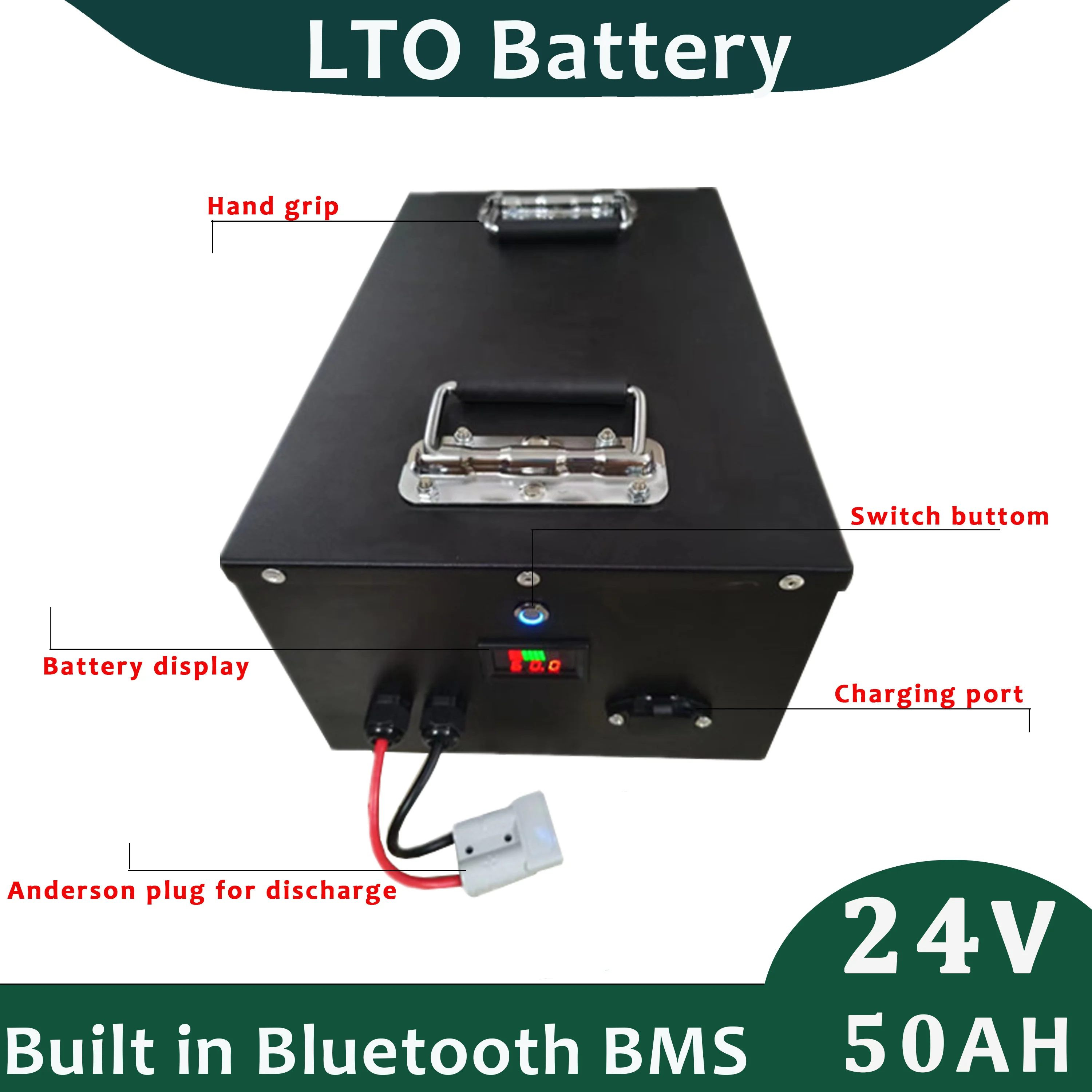 Rechargable Lithium Titanate 10S 24V 50Ah LTO Battery for Camper Cart with 5A Free Charger