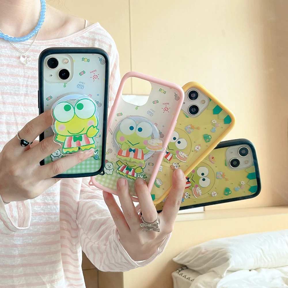 

Cute Cartoon KEROKERO KEROPPI For Magsafe Magnetic Bracket Phone Case For IPhone 16 15 14 13 Pro Max Drop-resistant Back Cover