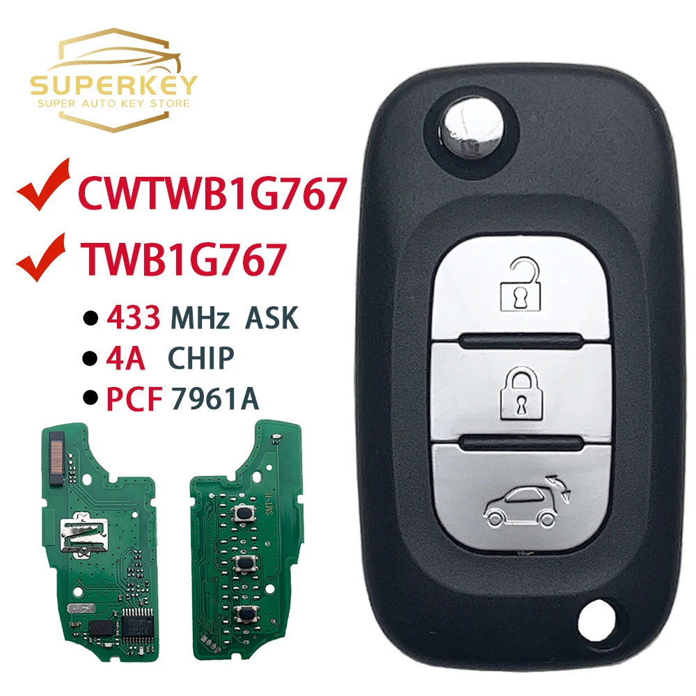 Superkey-フリップリモートスマートカーキーフォブ,cwtwb1g767,twb1g767,pcf7961,2015, 2016, 2017,453,メルセデスベンツ2つの用のメルセデス