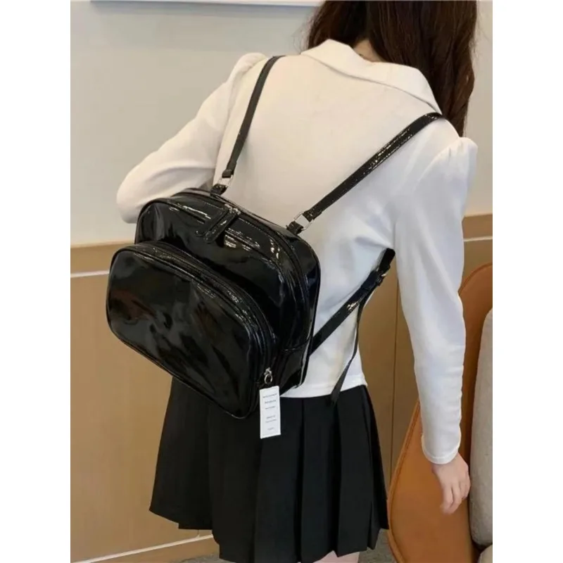 

Cute Spunky Black Mini Backpack 2025 New Korean Sle Versatile Small Bag Double Shoulder Bag Soft Handle Polyester Li...