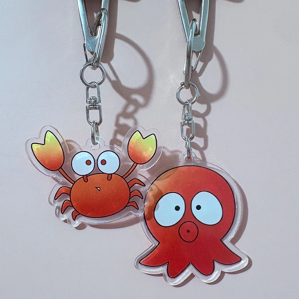 Anime Ganbare Nakamura-kun Go for It Nakamura Cosplay Keychain Kawaii Acrylic Crab Keyring Key Chain Bag Ornament Accessory Prop image 3