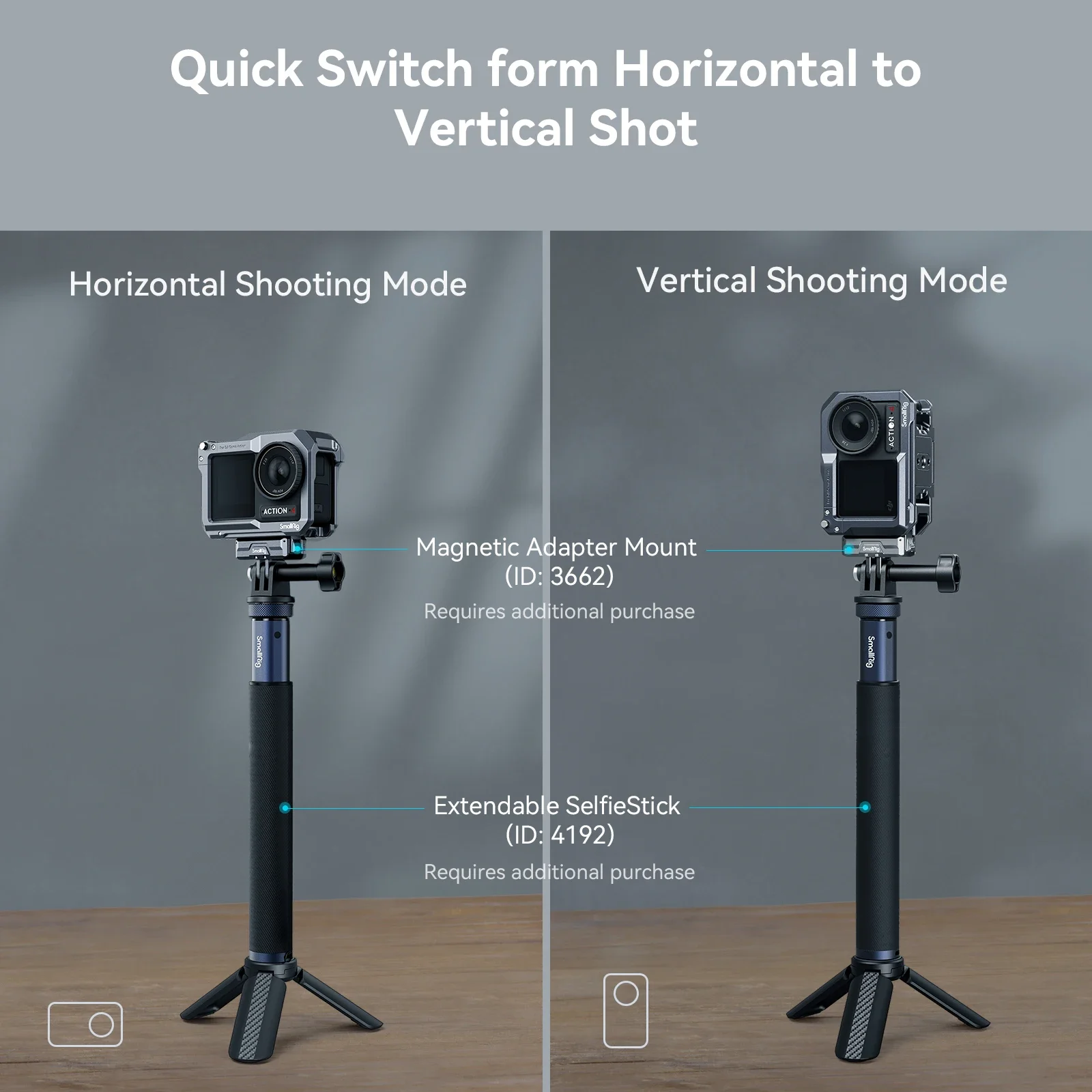 قفص SmallRig Action 5 Pro لـ DJI Osmo Action 5 Pro / 3 / 4 حافظة كاميرا لإطار حماية DJI Mic مع حذاء بارد -4119C