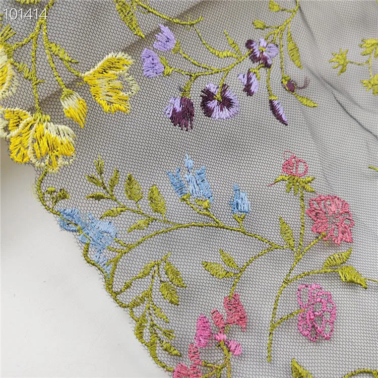 Flower Embroidery Lace Trims, Skirt Hem, Clothing Accessories, Lingerie, Bra Dress Sewing, 2 Sides, 20 Yards