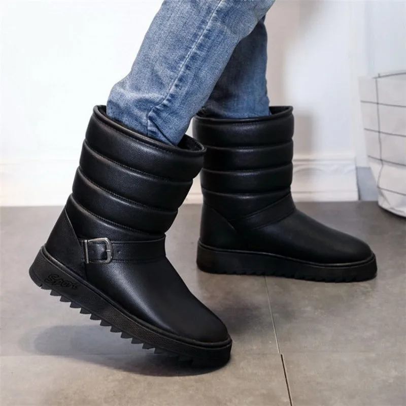 

Мужские зимние термозимние ботинки, водонепроницаемые противоскользящие высокие уличные ботинки с утолщенной хлопковой подкладкой, обувь для мужчин