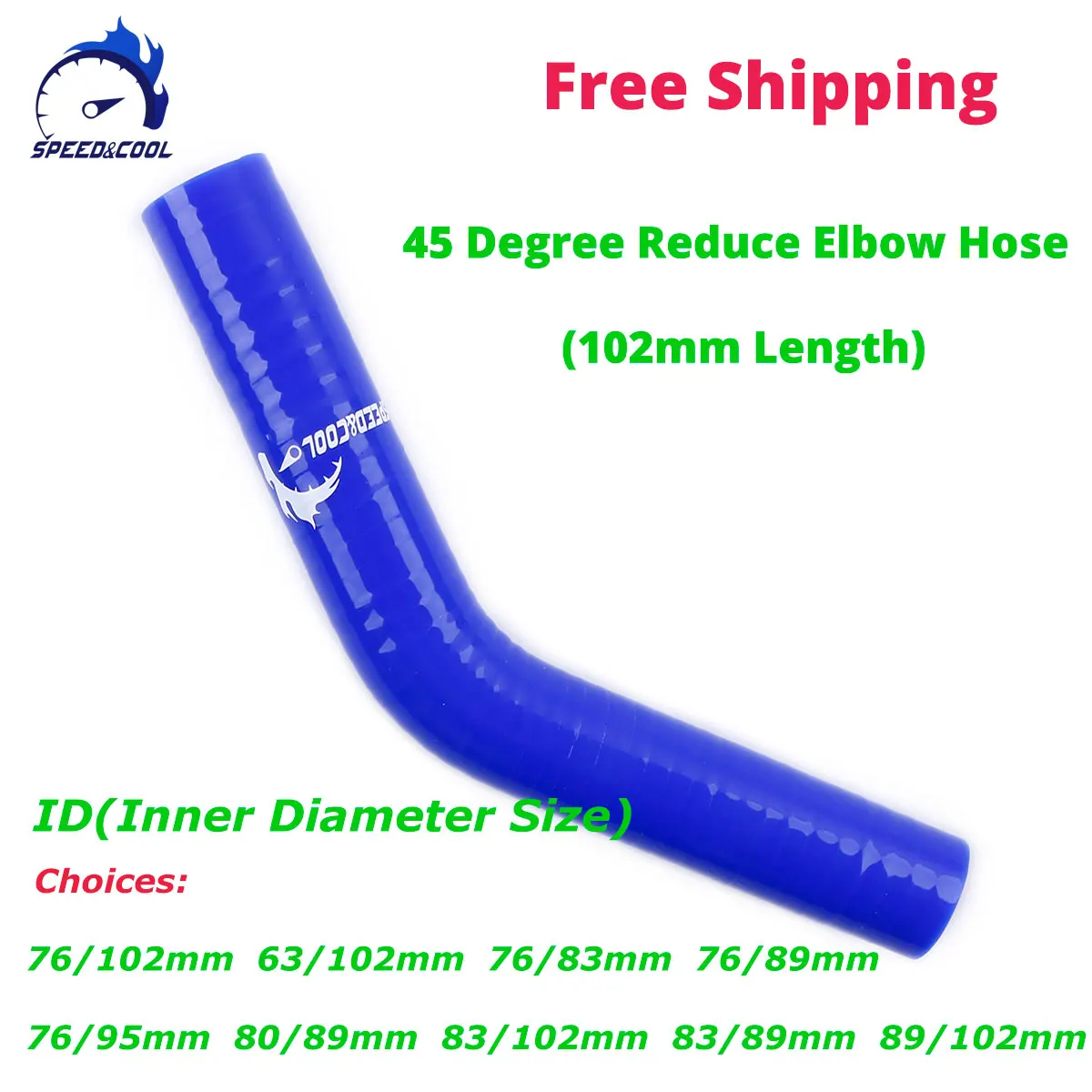 

45 Degree Reduce Elbow General Silicone Coolant Intercooler Pipe Tube Hose ID 63mm 76mm 80mm 83mm 89mm 95mm 102mm